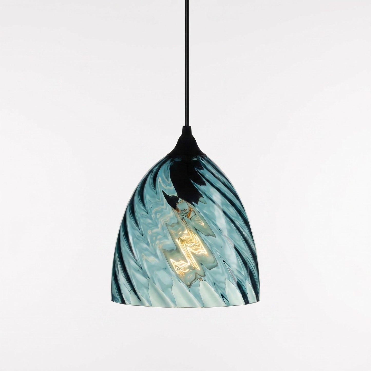 Pendant Lamp Art Deco with Twisted Ripple Glass Shade