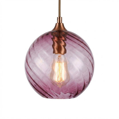 Pendant Lamp Art Deco with Twisted Ripple Glass Shade