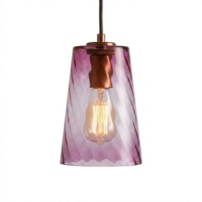 Pendant Lamp Art Deco with Twisted Ripple Glass Shade