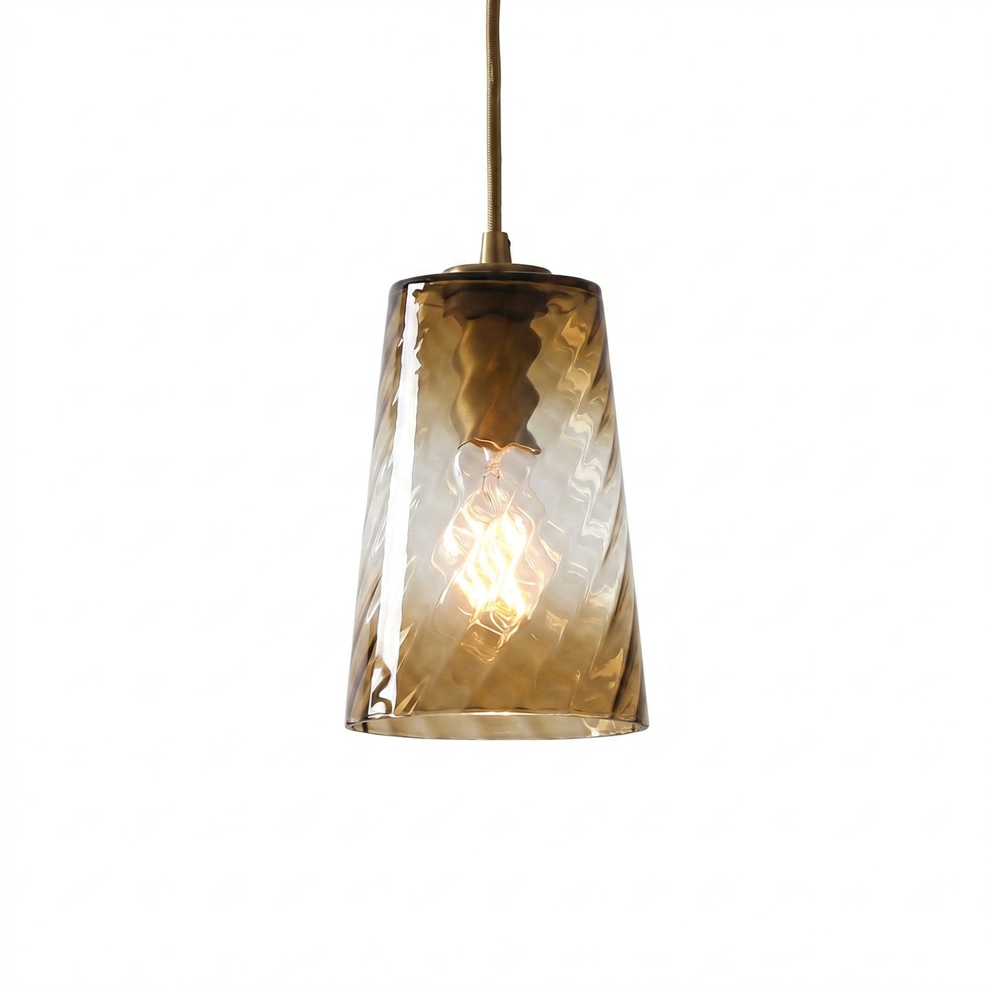 Pendant Lamp Art Deco with Twisted Ripple Glass Shade