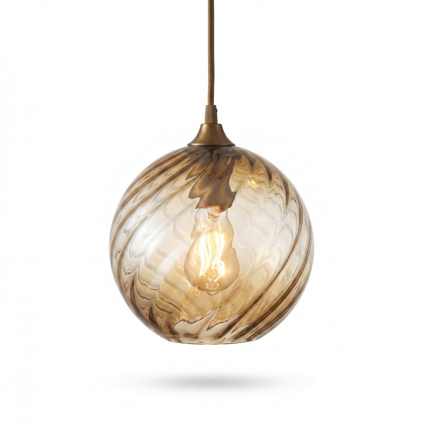 Pendant Lamp Art Deco with Twisted Ripple Glass Shade
