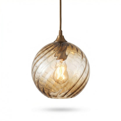 Pendant Lamp Art Deco with Twisted Ripple Glass Shade