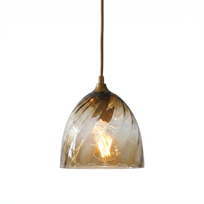 Pendant Lamp Art Deco with Twisted Ripple Glass Shade