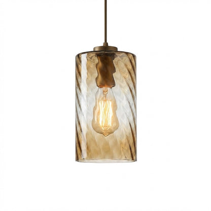 Pendant Lamp Art Deco with Twisted Ripple Glass Shade