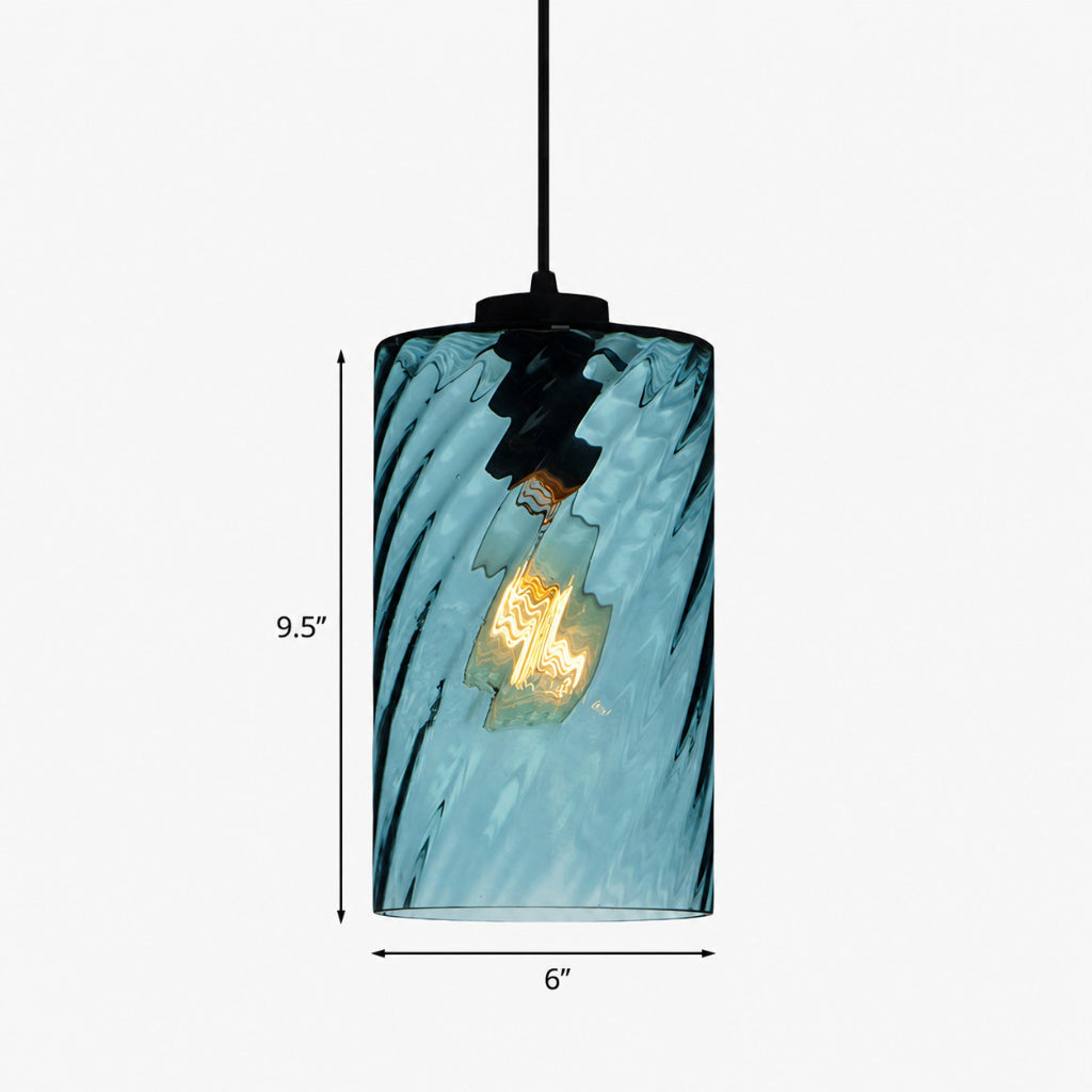 Pendant Lamp Art Deco with Twisted Ripple Glass Shade