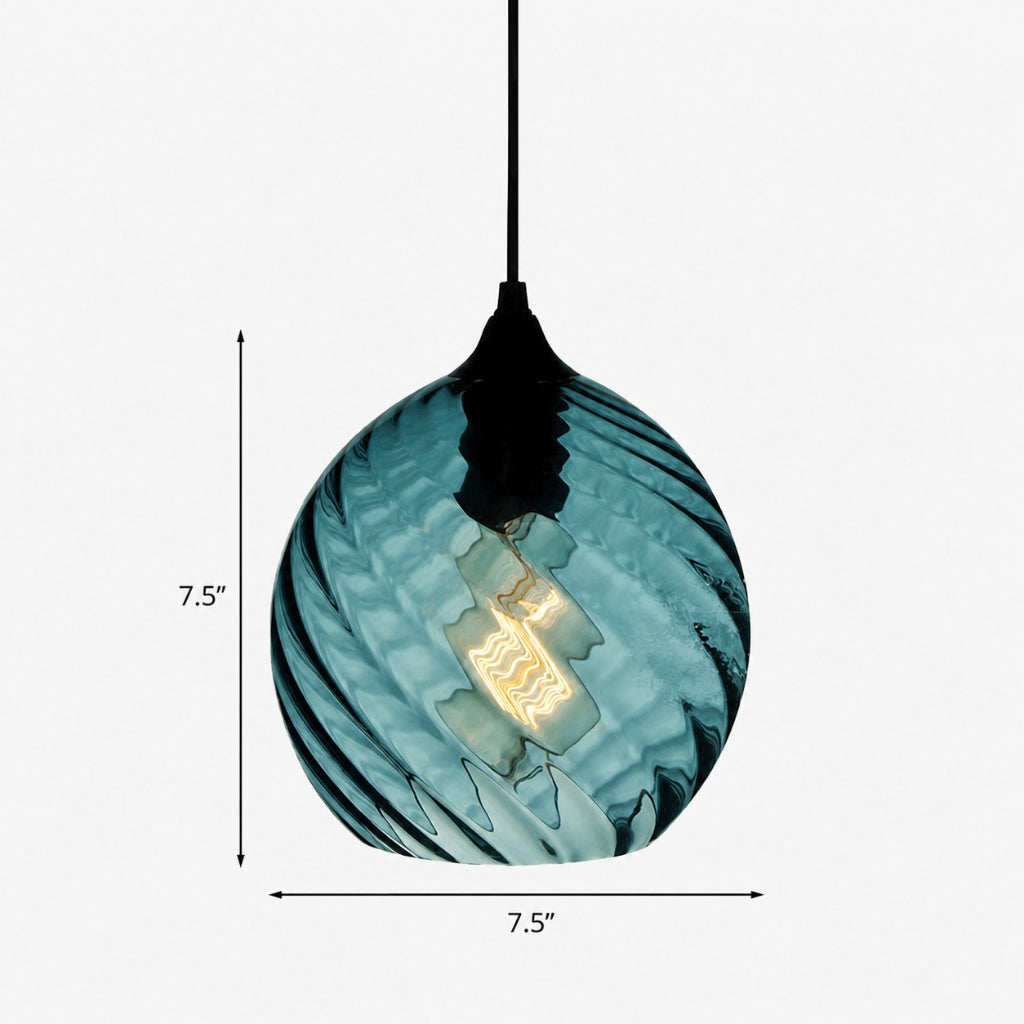 Pendant Lamp Art Deco with Twisted Ripple Glass Shade
