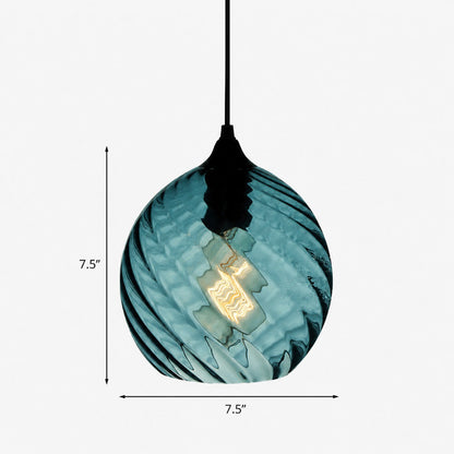 Pendant Lamp Art Deco with Twisted Ripple Glass Shade