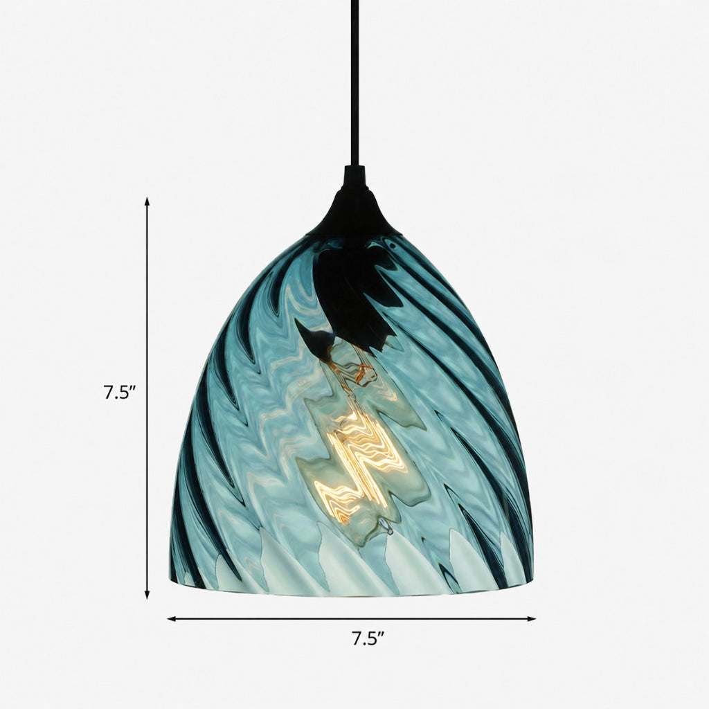 Pendant Lamp Art Deco with Twisted Ripple Glass Shade