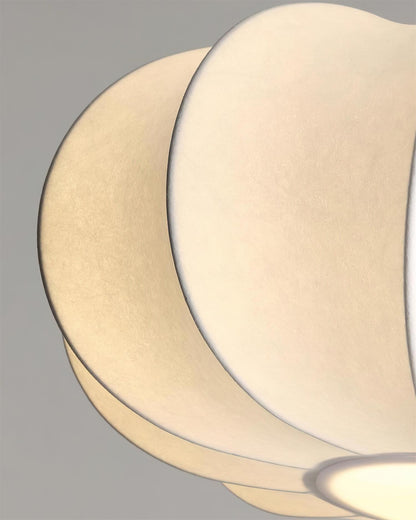 Pendant Lamp Bohemian Sculptured Fabric Shade with Walnut Wood Detail