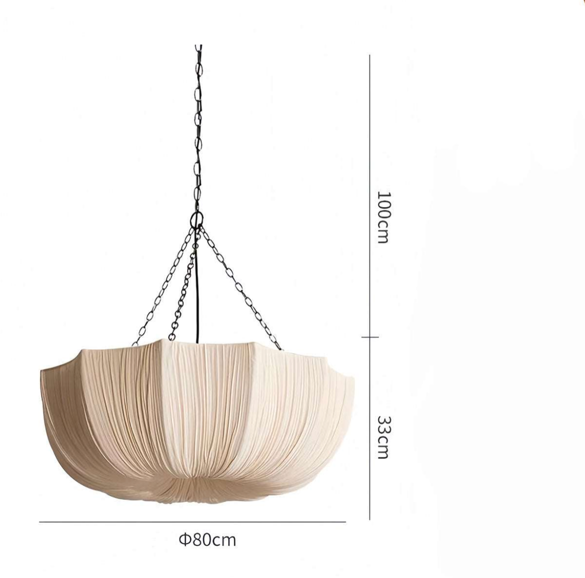 Pendant Lamp Bohemian with Draped Fabric Shade and Chain Suspension