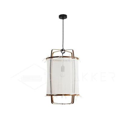 Pendant Lamp Bohemian with Fabric Shade and Bamboo Frame