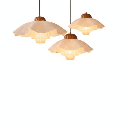 Pendant Lamp Bohemian with Flower Petal Fabric Shade and Adjustable Height