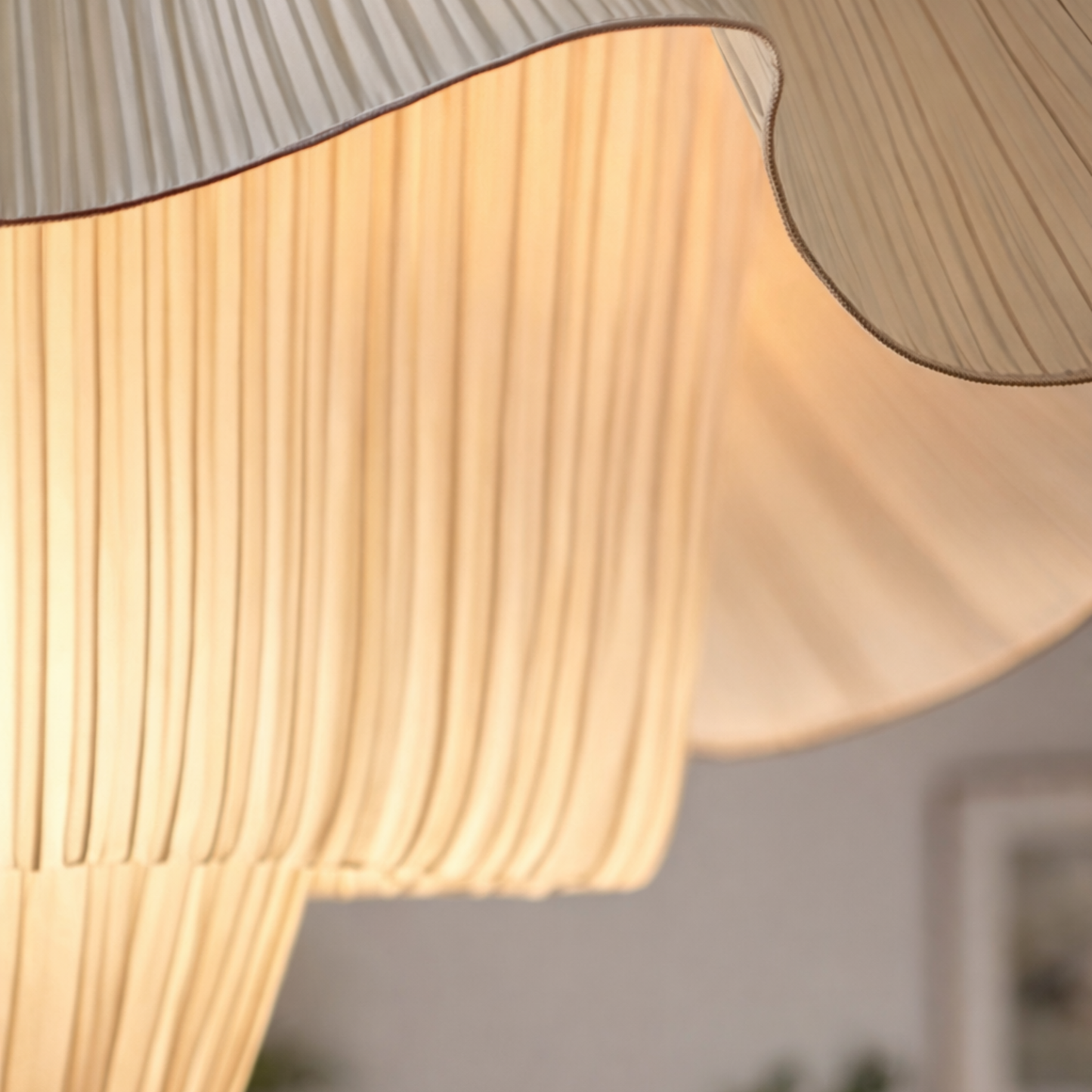 Pendant Lamp Bohemian with Flower Petal Fabric Shade and Adjustable Height