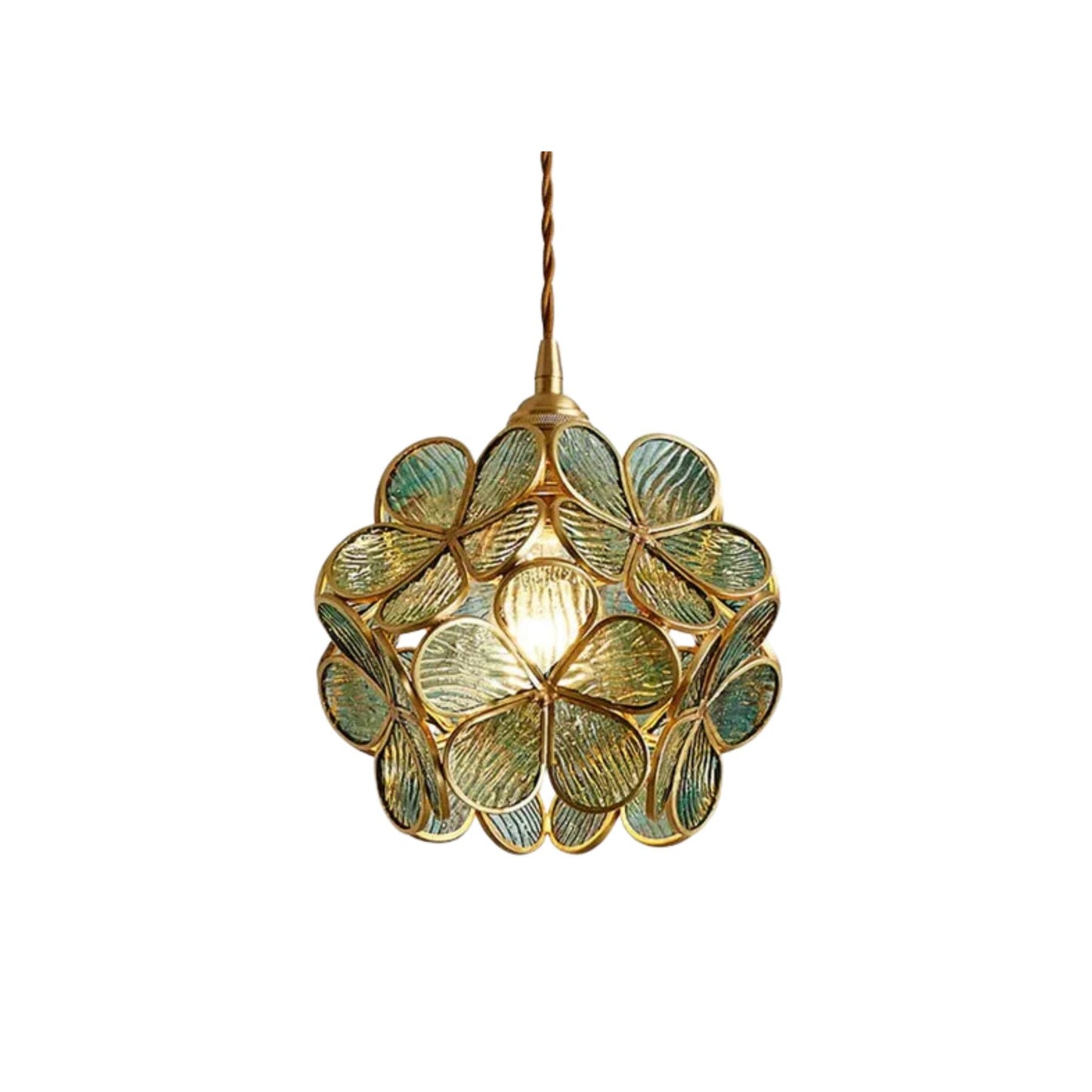 Pendant Lamp Bohemian with Flower-Shaped Glass Shade and Brass Frame