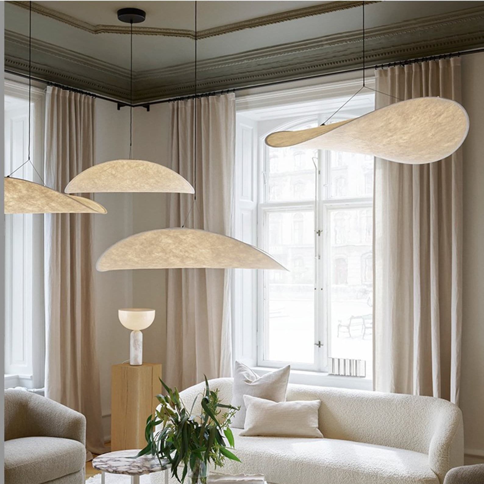 Pendant Lamp Minimalist Cloud Shape with Integrated LED and Adjustable Height