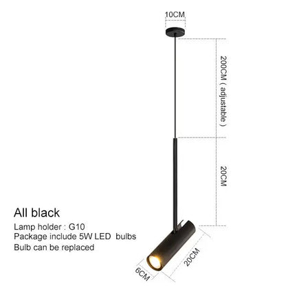 Pendant Lamp Minimalist Cylinder Spotlight with Adjustable Height