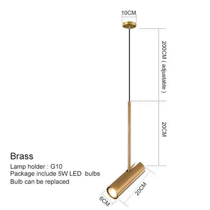 Pendant Lamp Minimalist Cylinder Spotlight with Adjustable Height