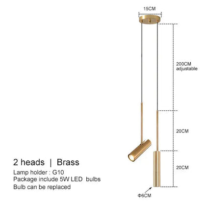 Pendant Lamp Minimalist Cylinder Spotlight with Adjustable Height