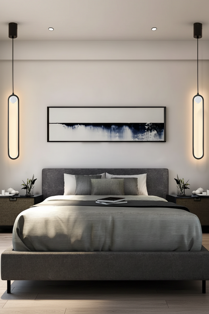 Pendant Lamp Minimalist LED with Oval Tube Shape and Adjustable Light Color