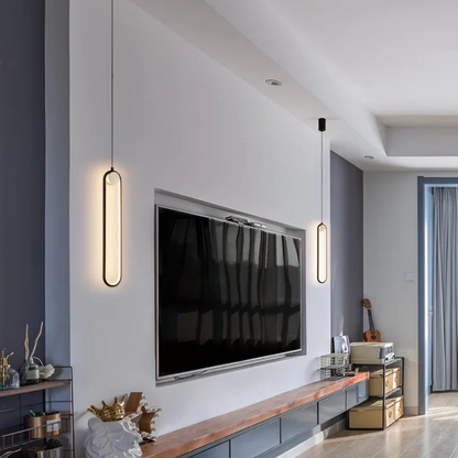 Pendant Lamp Minimalist LED with Oval Tube Shape and Adjustable Light Color