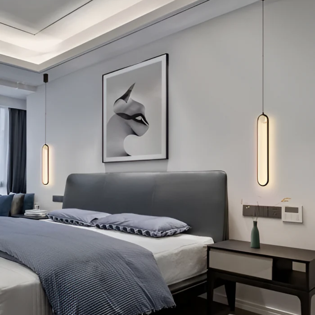 Pendant Lamp Minimalist LED with Oval Tube Shape and Adjustable Light Color