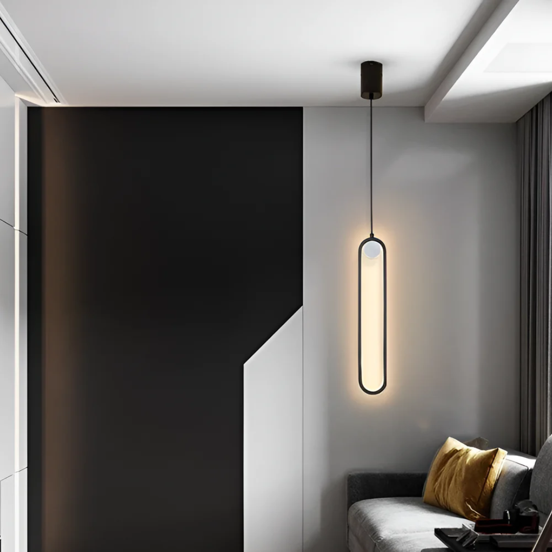Pendant Lamp Minimalist LED with Oval Tube Shape and Adjustable Light Color