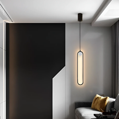 Pendant Lamp Minimalist LED with Oval Tube Shape and Adjustable Light Color