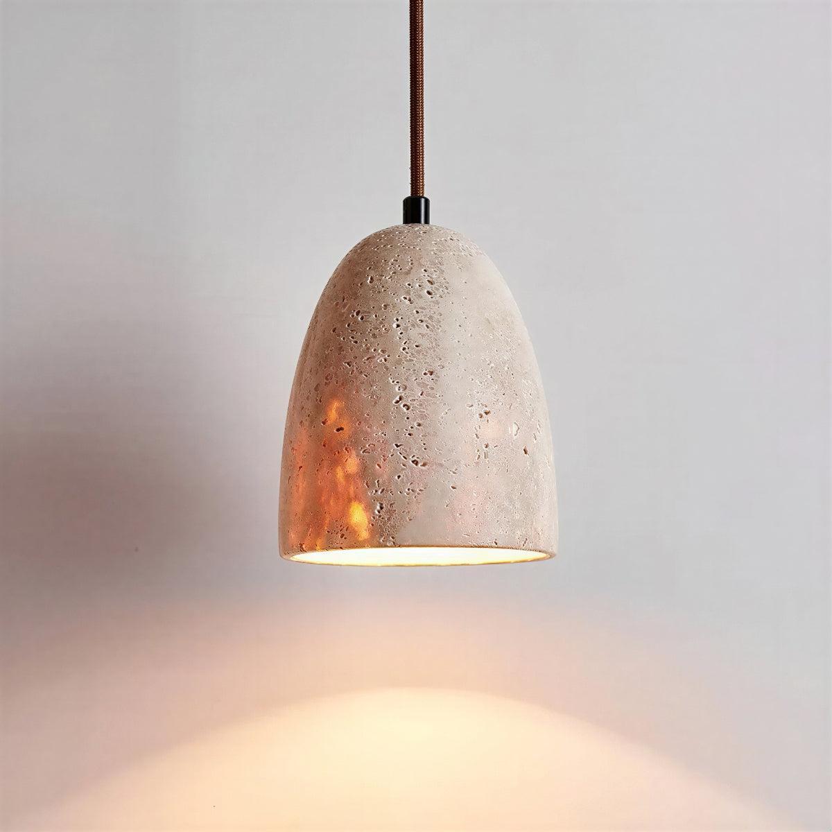 Pendant Lamp Minimalist Stone Shade with Warm Glow and Adjustable Height