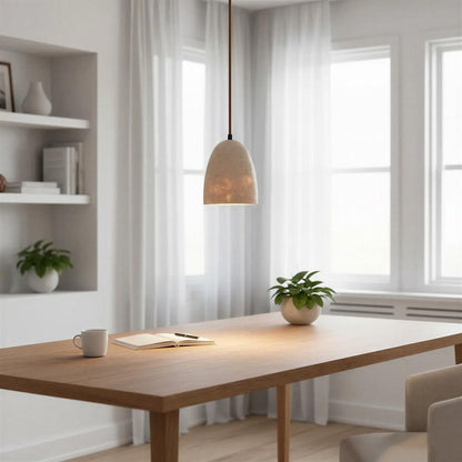 Pendant Lamp Minimalist Stone Shade with Warm Glow and Adjustable Height
