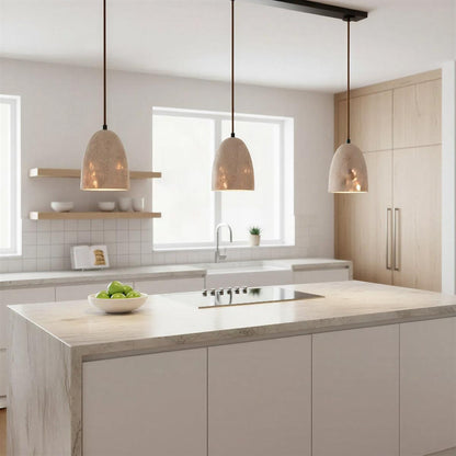 Pendant Lamp Minimalist Stone Shade with Warm Glow and Adjustable Height
