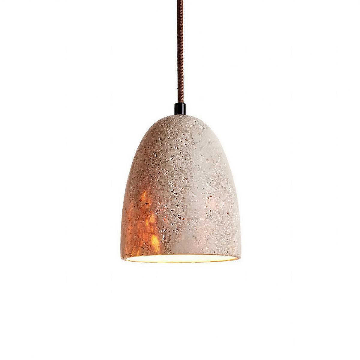 Pendant Lamp Minimalist Stone Shade with Warm Glow and Adjustable Height