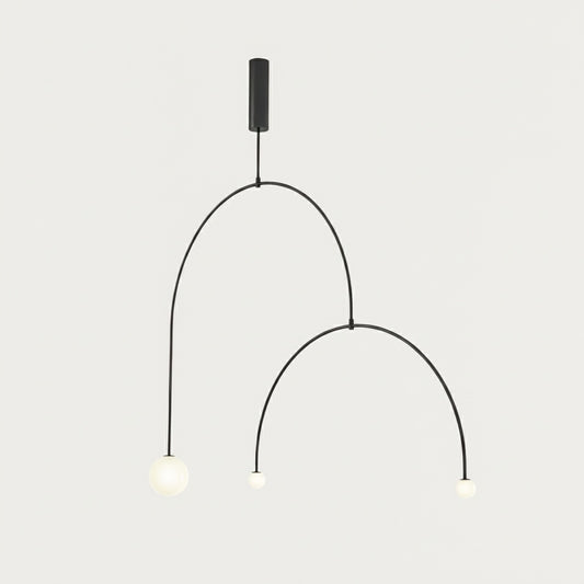 Pendant Lamp Minimalist with Arch Frame and Opal Glass Globe Shades