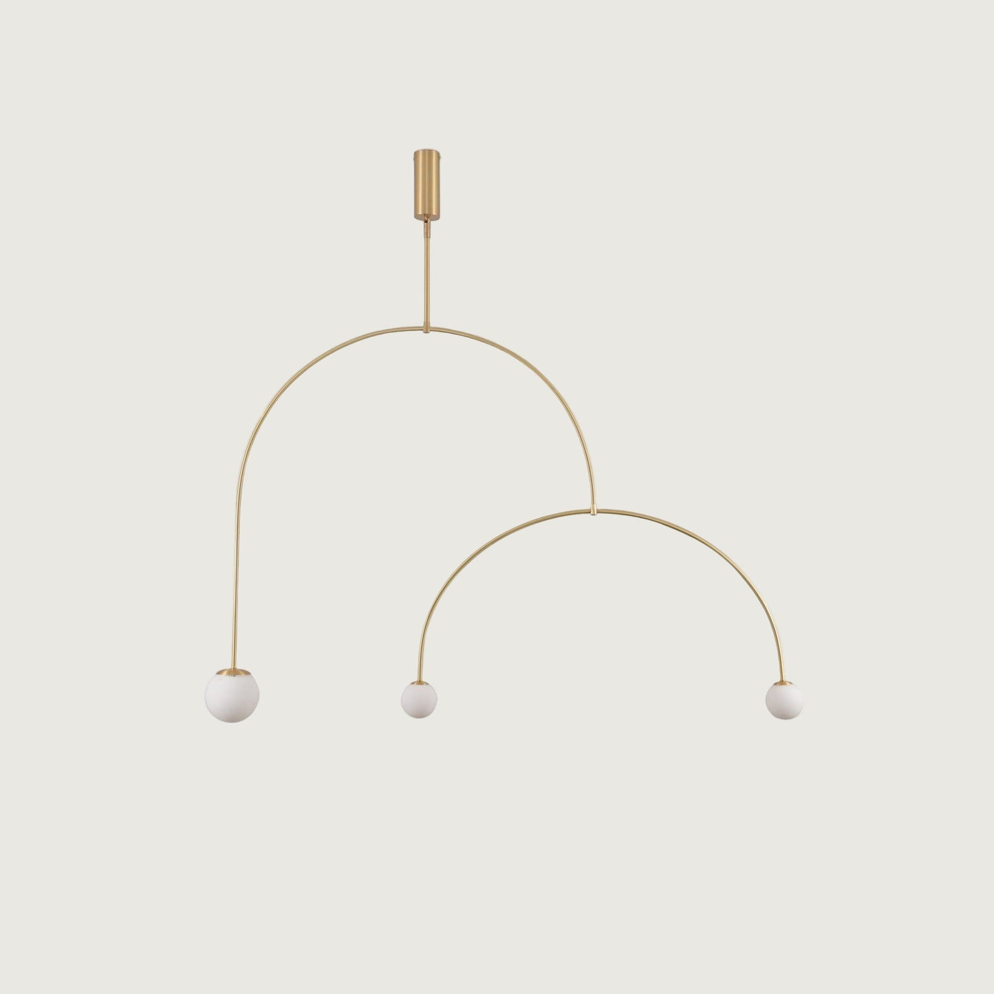 Pendant Lamp Minimalist with Arch Frame and Opal Glass Globe Shades