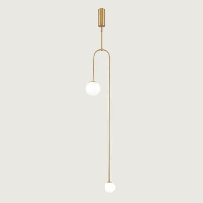 Pendant Lamp Minimalist with Arch Frame and Opal Glass Globe Shades
