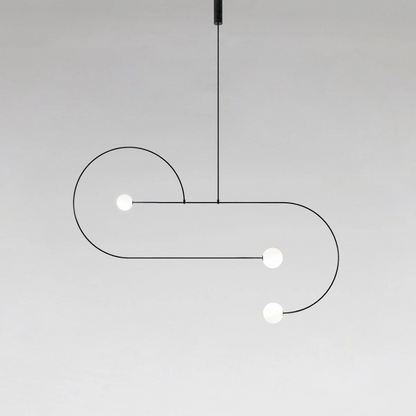 Pendant Lamp Minimalist with Arch Frame and Opal Glass Globe Shades