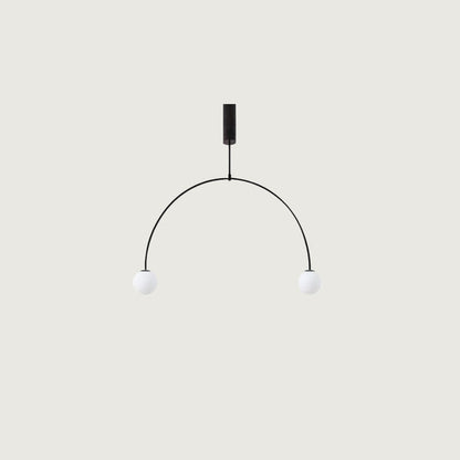 Pendant Lamp Minimalist with Arch Frame and Opal Glass Globe Shades