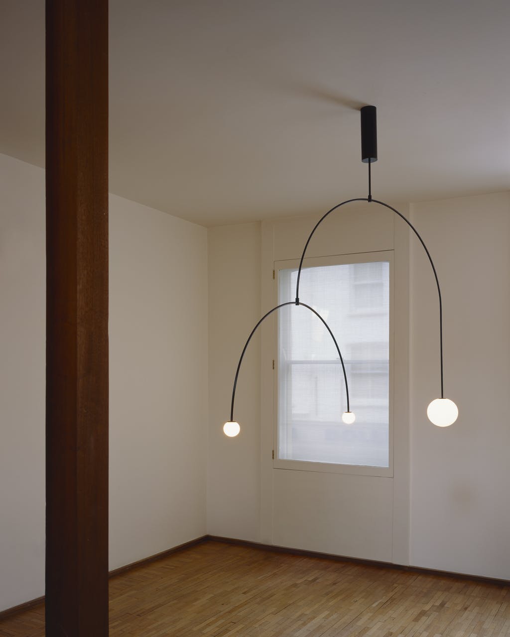Pendant Lamp Minimalist with Arch Frame and Opal Glass Globe Shades
