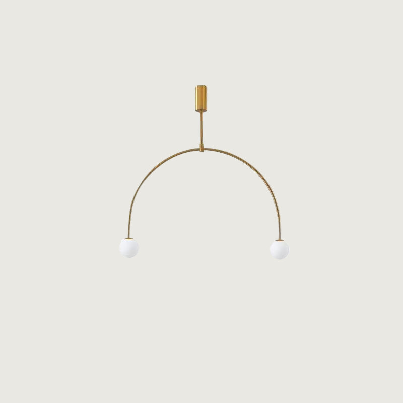 Pendant Lamp Minimalist with Arch Frame and Opal Glass Globe Shades