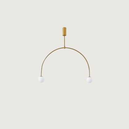 Pendant Lamp Minimalist with Arch Frame and Opal Glass Globe Shades