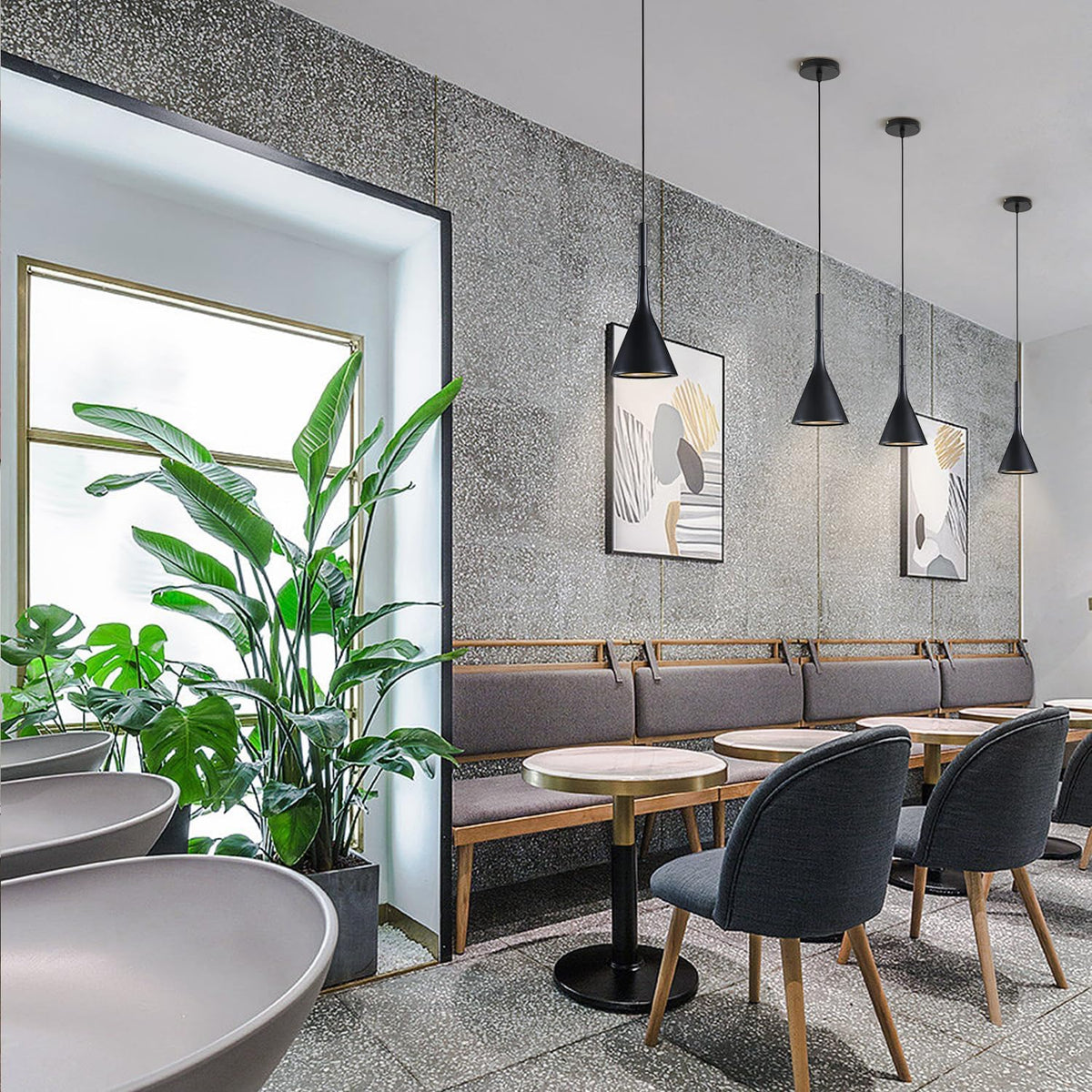 Pendant Lamp Minimalist with Cone Shade and Adjustable Cord