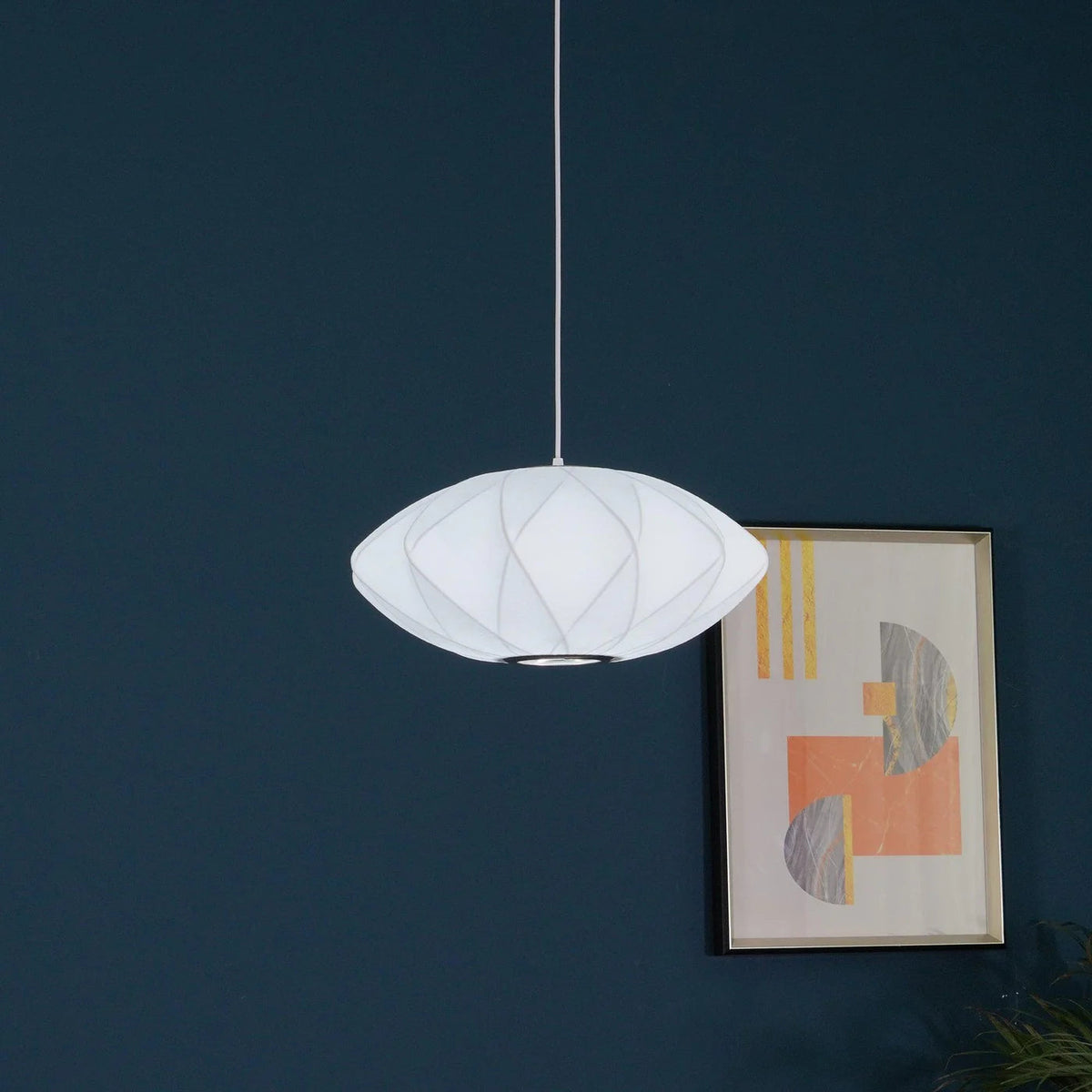 Pendant Lamp Minimalist with Saucer-Shaped Fabric Shade
