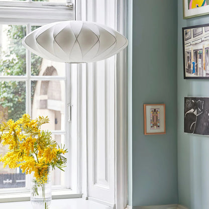 Pendant Lamp Minimalist with Saucer-Shaped Fabric Shade