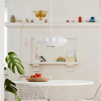 Pendant Lamp Minimalist with Saucer-Shaped Fabric Shade