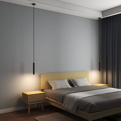 Pendant Lamp Minimalist with Slim Cylinder Shade and Hardwired LED
