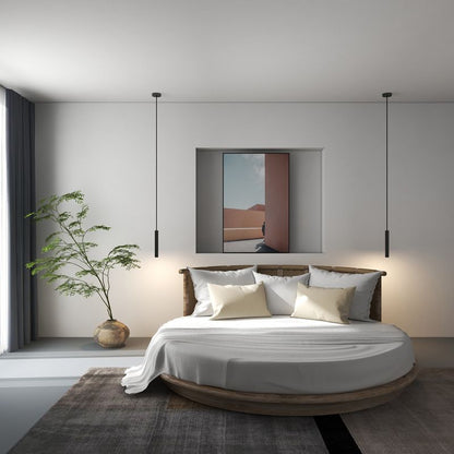 Pendant Lamp Minimalist with Slim Cylinder Shade and Hardwired LED