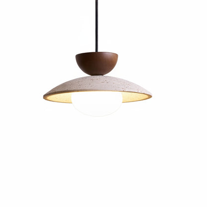 Pendant Lamp Minimalist with Travertine Shade and Globe Bulb