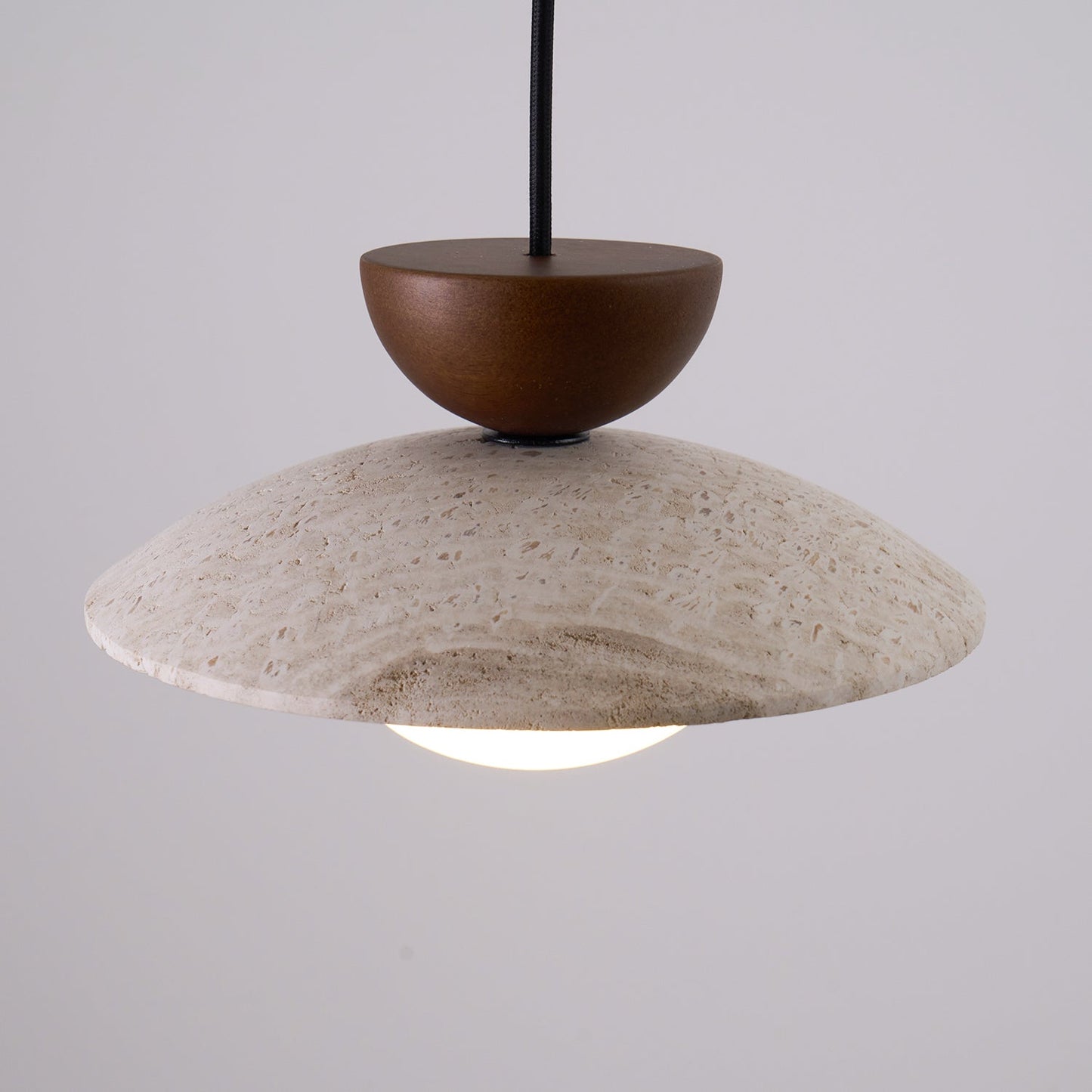 Pendant Lamp Minimalist with Travertine Shade and Globe Bulb