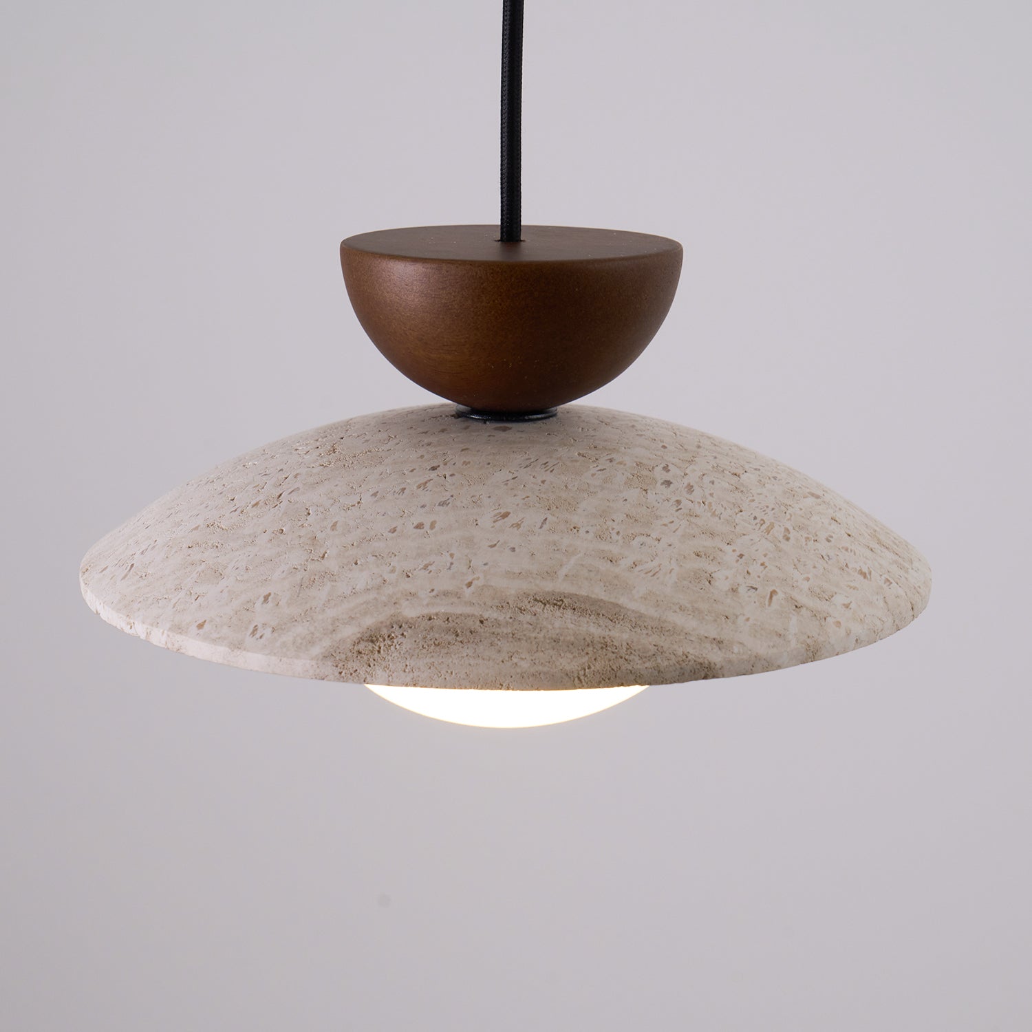 Pendant Lamp Minimalist with Travertine Shade and Globe Bulb