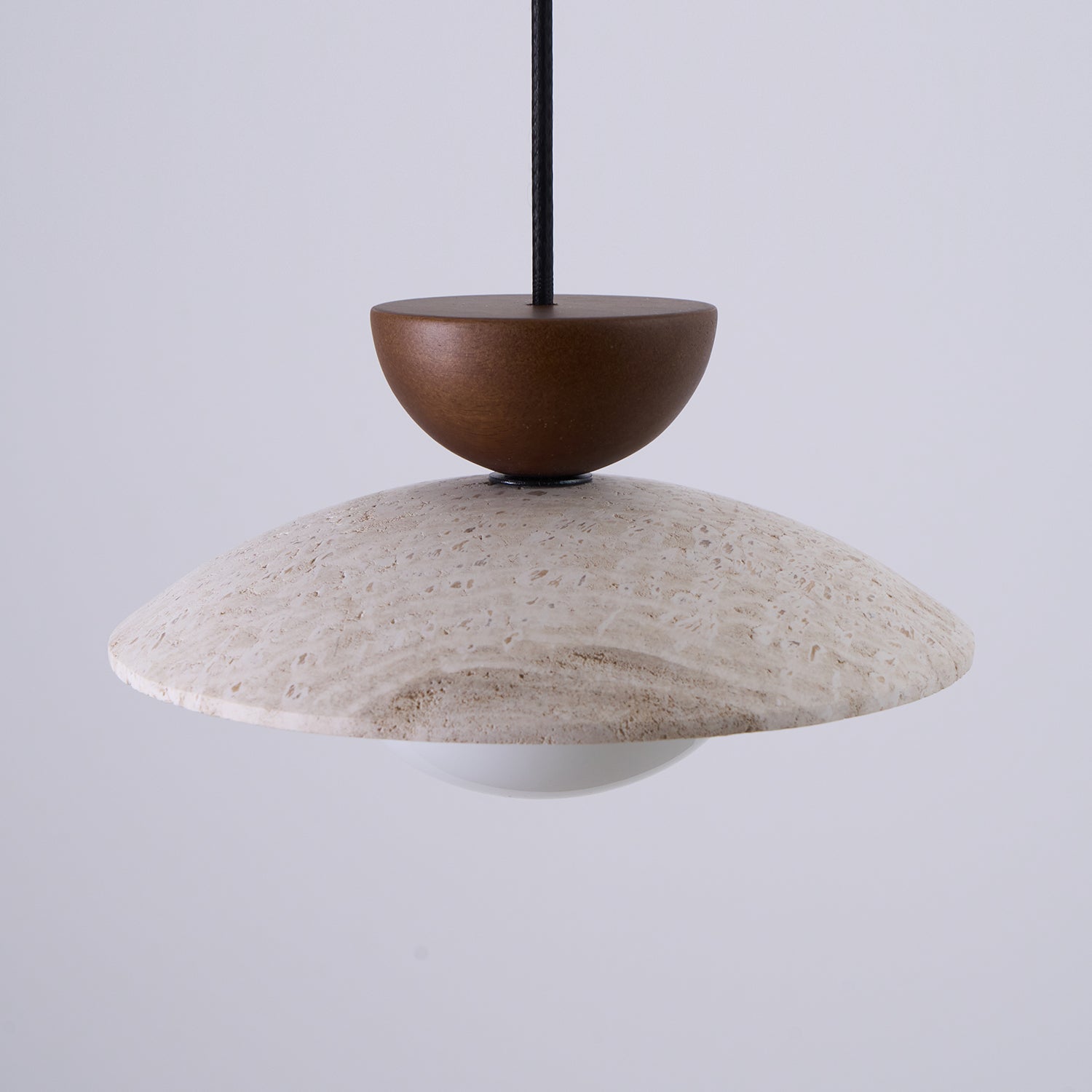 Pendant Lamp Minimalist with Travertine Shade and Globe Bulb