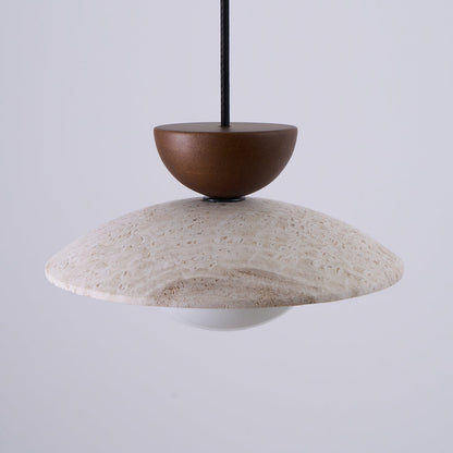 Pendant Lamp Minimalist with Travertine Shade and Globe Bulb
